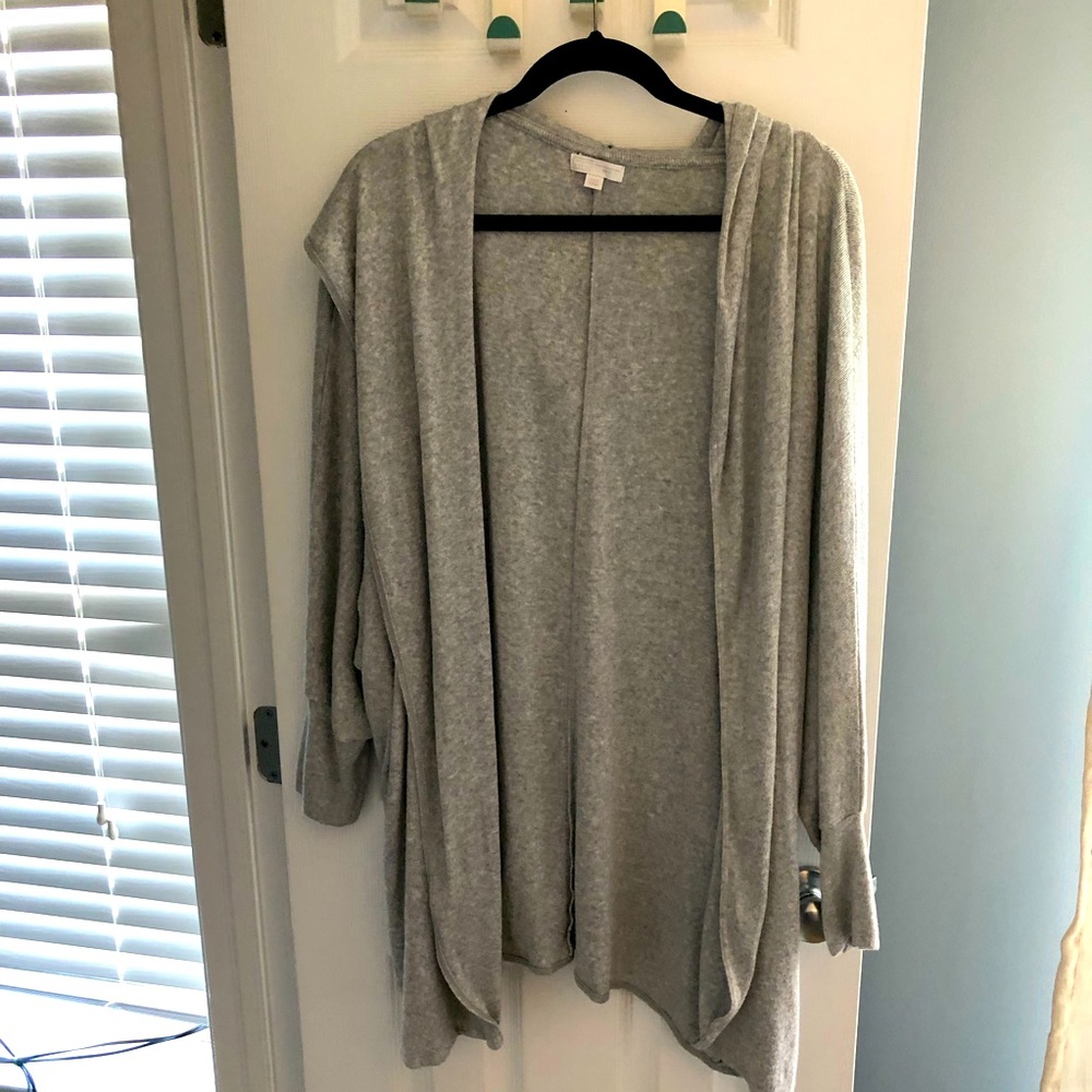 14th & Union 0X/1X Grey Hooded Cardigan
